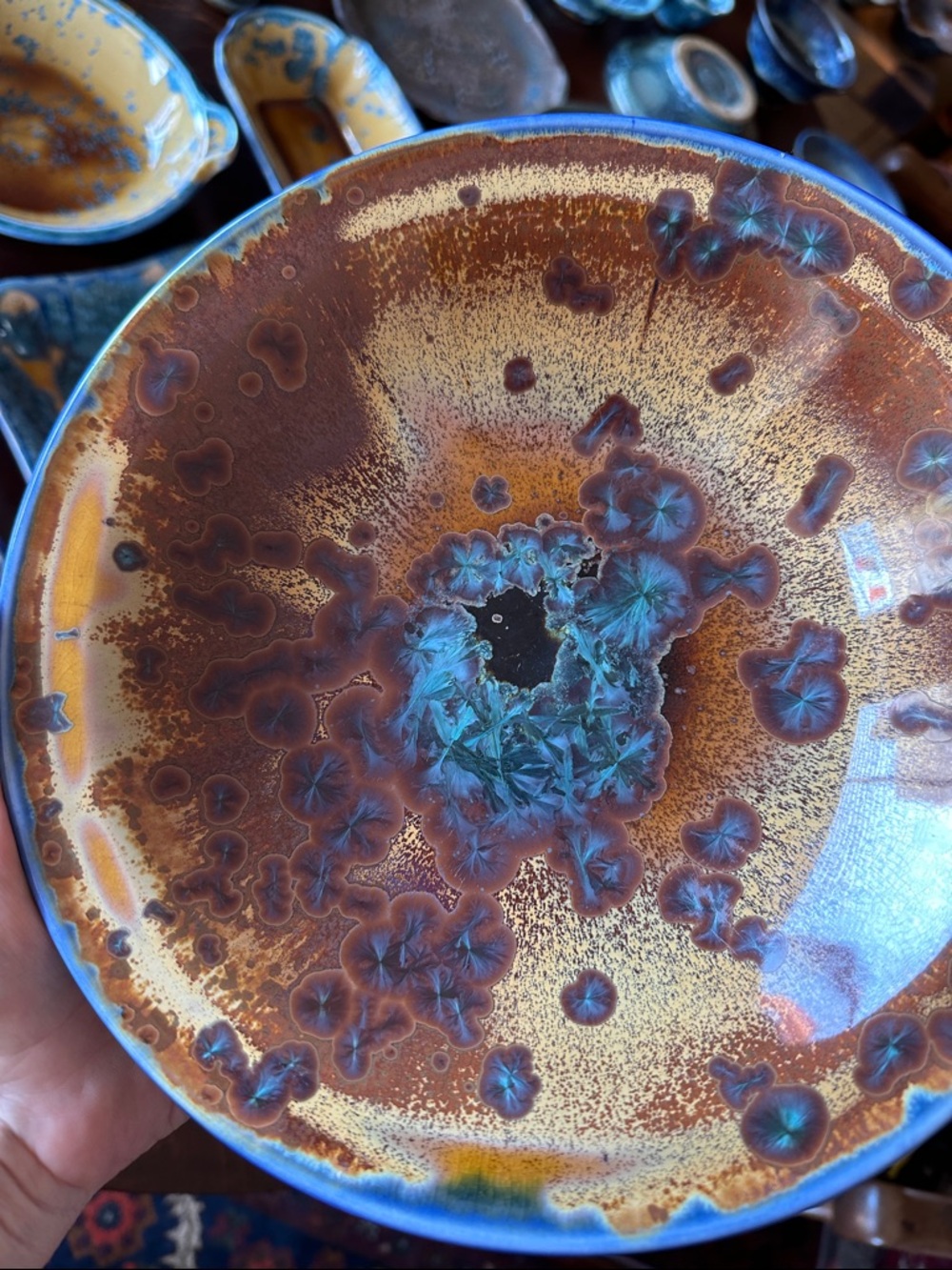 Edgecomb Pottery Crystalline glaze bowl. Handmade, artisan, rustic kitchen decor - Picture 6 of 11